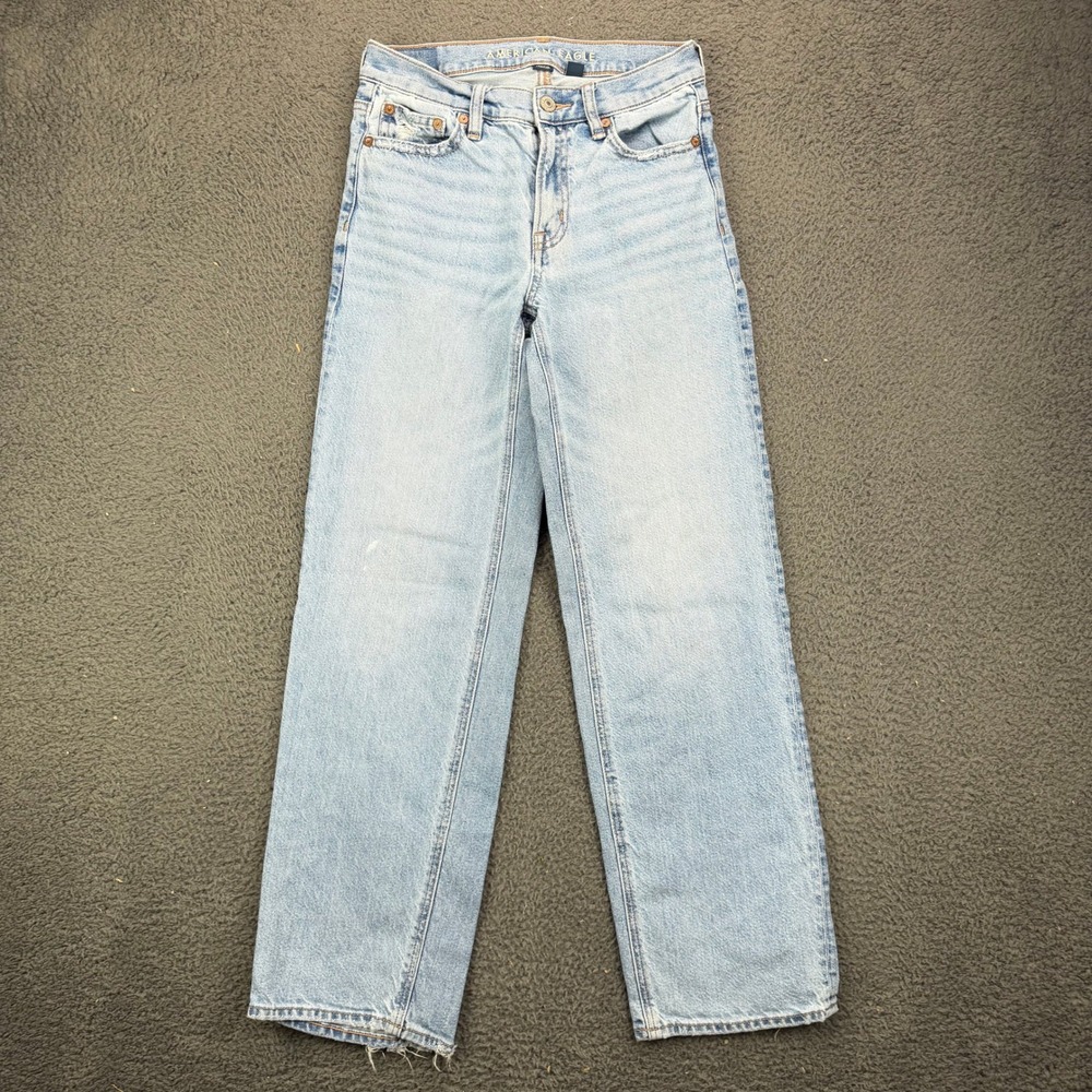 American Eagle Stovepipe Jeans Womens 000 Regular Light Wash Strigid Denim - Picture 1 of 8